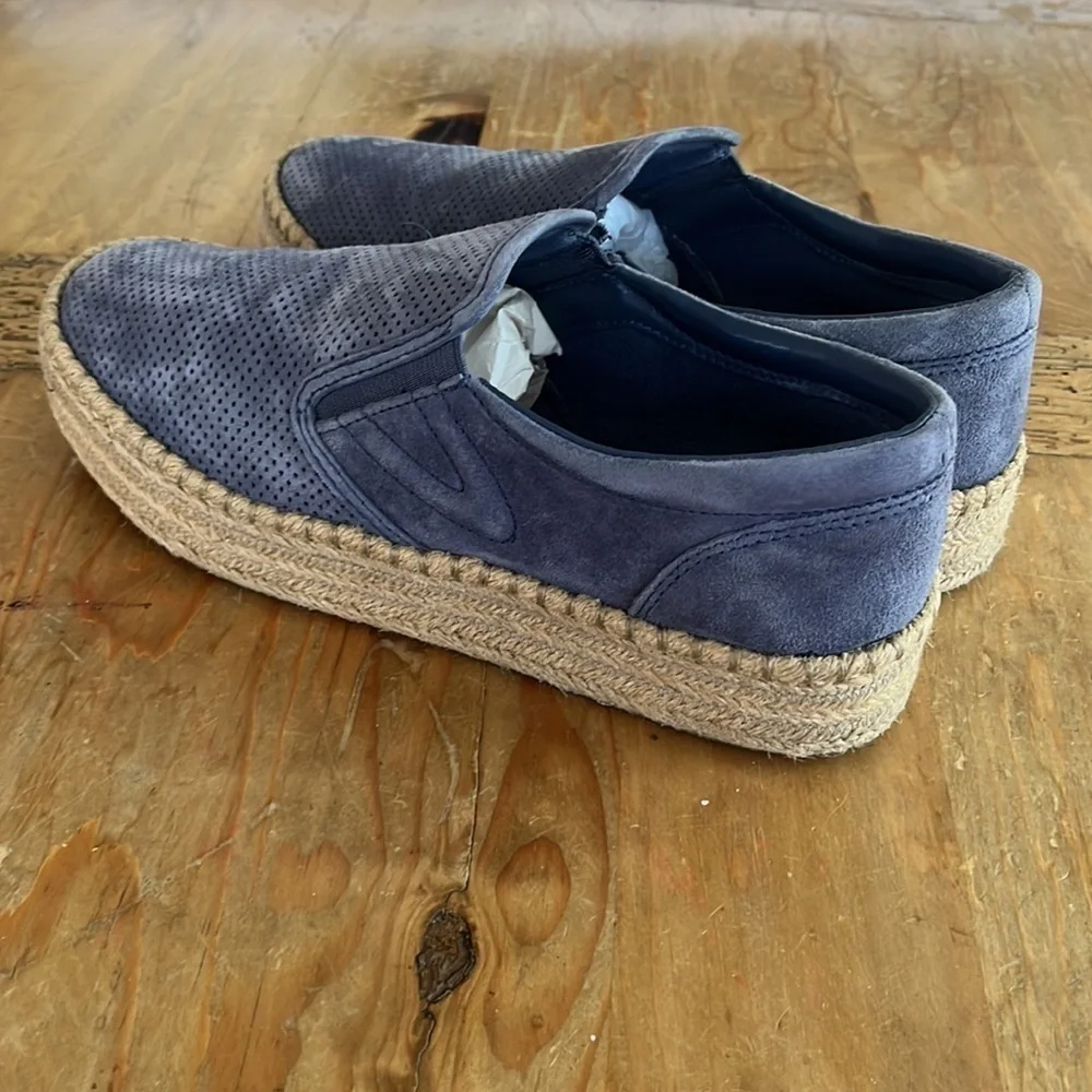 Tretorn Womens Emilia 3 Suede Blue Slip On Espadrille Sneakers Sea Blue 8.5